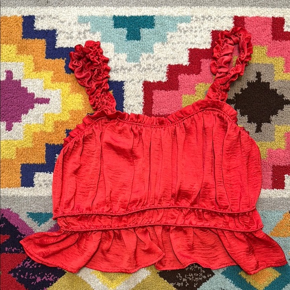 Arula Red Ruffle Strap Top - Picture 1 of 3